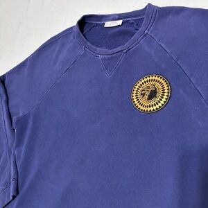 Versace Collection Blue Crewneck Sweater with Gold Logo Y2K-Inspired/ Designer